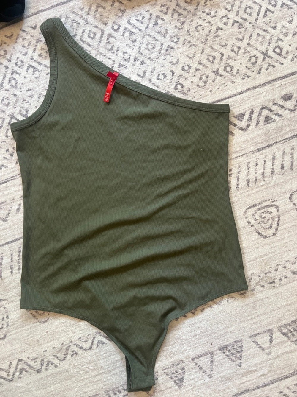 SPANX Olive Green One-Shoulder Ribbed Bodysuit